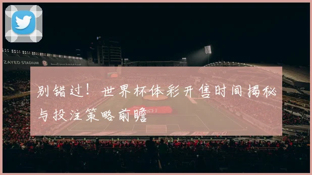 别错过！世界杯体彩开售时间揭秘与投注策略前瞻
